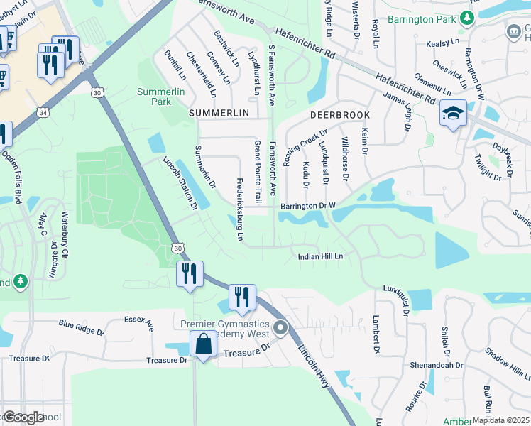 map of restaurants, bars, coffee shops, grocery stores, and more near 2321 Summerlin Drive in Aurora