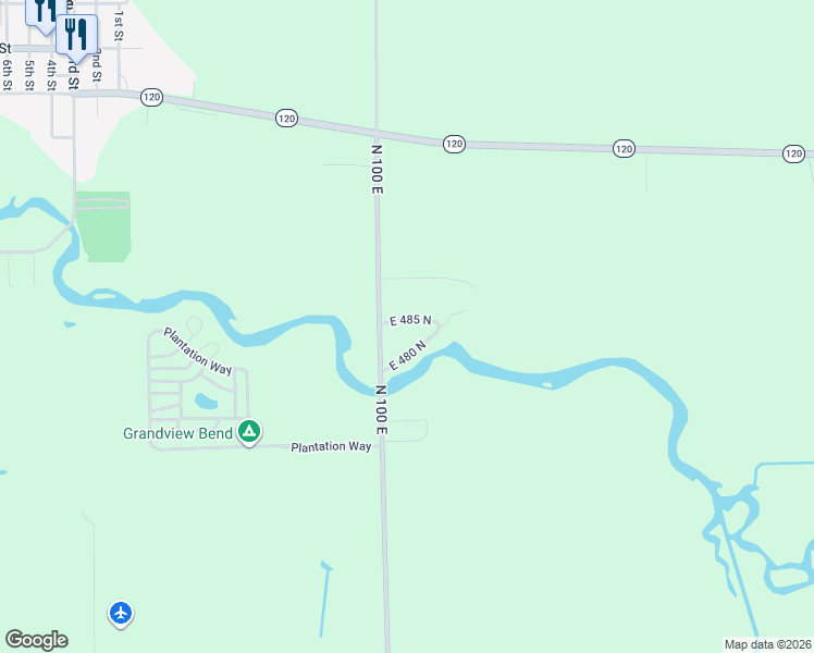 map of restaurants, bars, coffee shops, grocery stores, and more near 1040 East 485 North in Howe