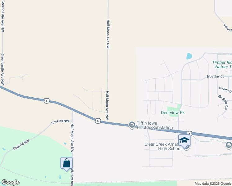 map of restaurants, bars, coffee shops, grocery stores, and more near 3056 Half Moon Avenue Northwest in Tiffin
