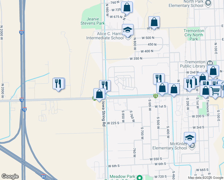 map of restaurants, bars, coffee shops, grocery stores, and more near 900 West Main Street in Tremonton