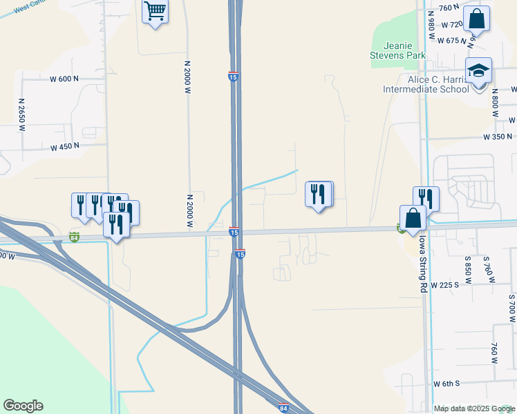 map of restaurants, bars, coffee shops, grocery stores, and more near 1675 West 100 North in Tremonton