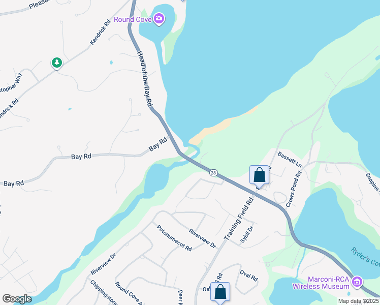 map of restaurants, bars, coffee shops, grocery stores, and more near 2019 Massachusetts 28 in Harwich