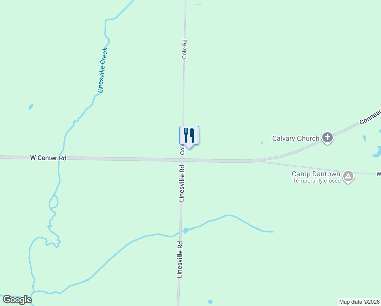 map of restaurants, bars, coffee shops, grocery stores, and more near 6300 West Center Road in Linesville