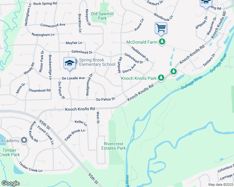 map of restaurants, bars, coffee shops, grocery stores, and more near 407 Coppersfield Court in Naperville
