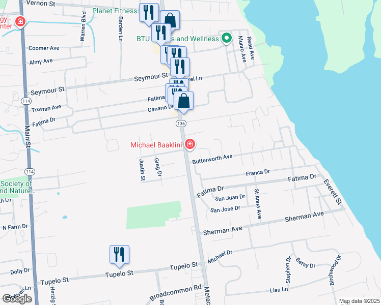 map of restaurants, bars, coffee shops, grocery stores, and more near 5 Butterworth Avenue in Bristol