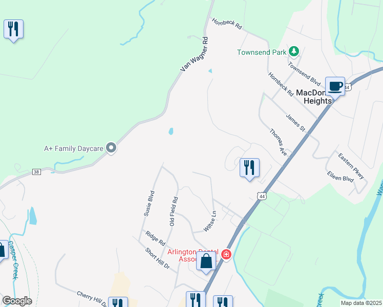 map of restaurants, bars, coffee shops, grocery stores, and more near 79 Old Field Road in Arlington