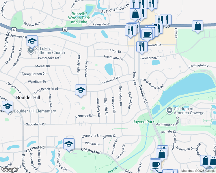 map of restaurants, bars, coffee shops, grocery stores, and more near 91 Long Beach Road in Montgomery