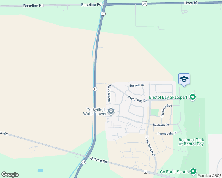 map of restaurants, bars, coffee shops, grocery stores, and more near 4592 Garritano Street in Yorkville