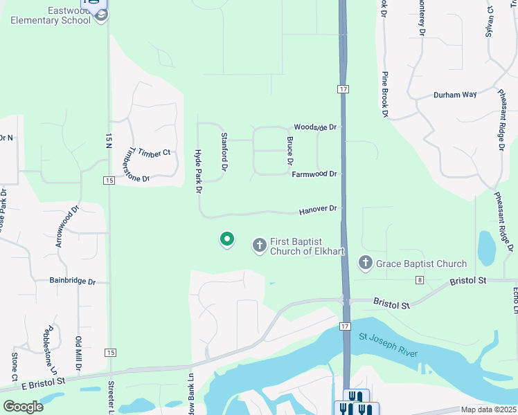 map of restaurants, bars, coffee shops, grocery stores, and more near 22296 Farmwood Drive in Bristol