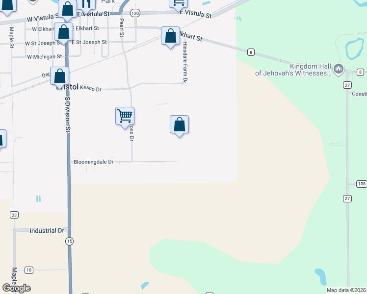 map of restaurants, bars, coffee shops, grocery stores, and more near 2224 Bloomingdale Drive in Bristol