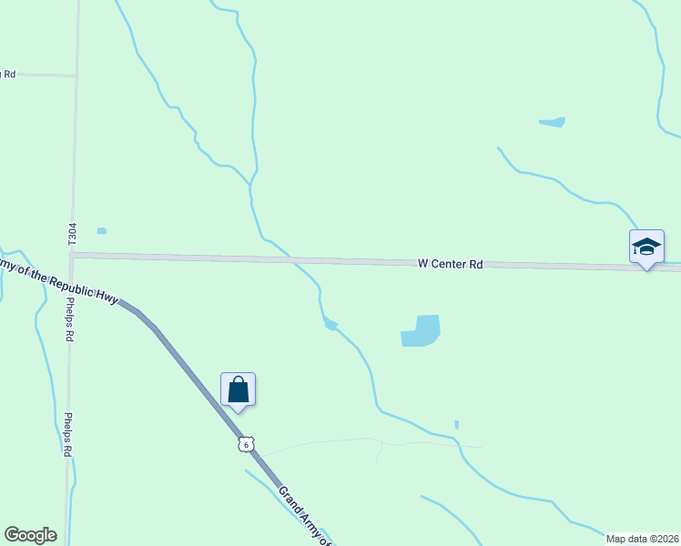 map of restaurants, bars, coffee shops, grocery stores, and more near 1525 West Center Road in Linesville