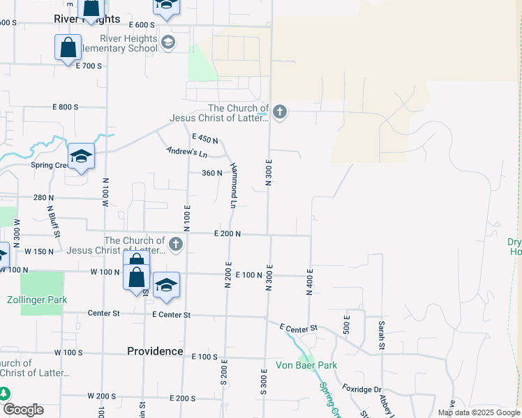 map of restaurants, bars, coffee shops, grocery stores, and more near 320 North 300 East in Providence
