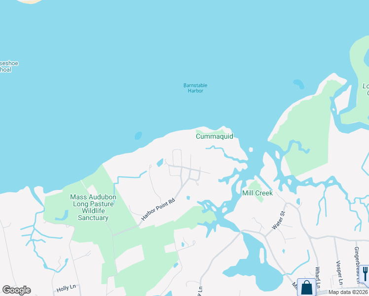 map of restaurants, bars, coffee shops, grocery stores, and more near 299 Harbor Point Road in Barnstable