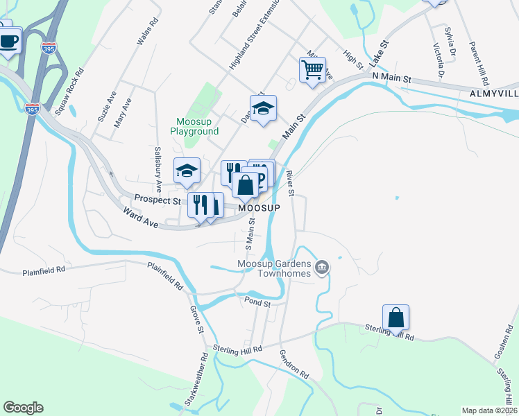map of restaurants, bars, coffee shops, grocery stores, and more near in Plainfield