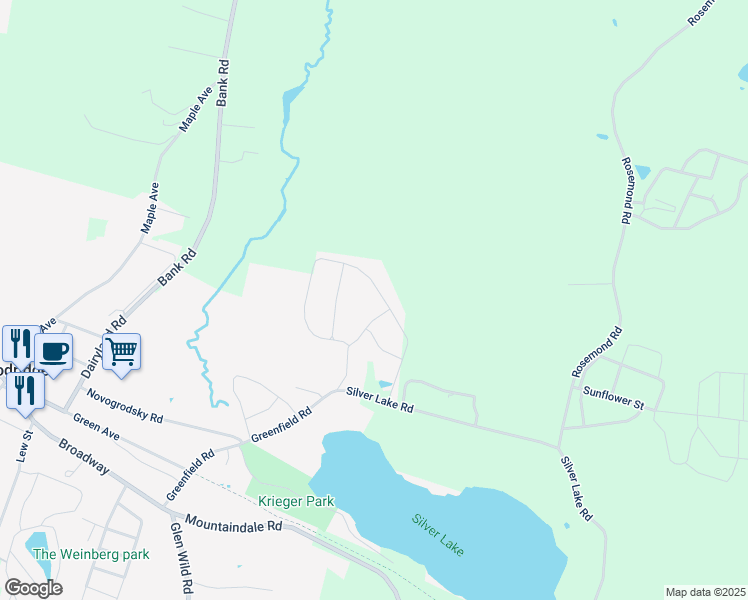 map of restaurants, bars, coffee shops, grocery stores, and more near 57 Regency Country Club Road in Woodridge