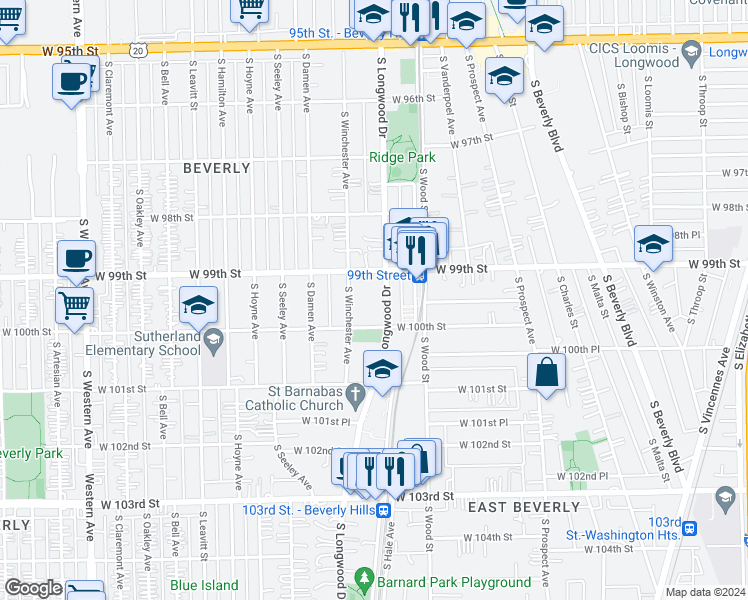 map of restaurants, bars, coffee shops, grocery stores, and more near in Chicago