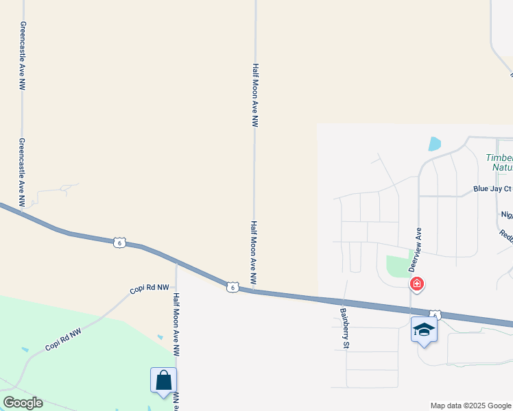 map of restaurants, bars, coffee shops, grocery stores, and more near Half Moon Avenue Northwest in Tiffin