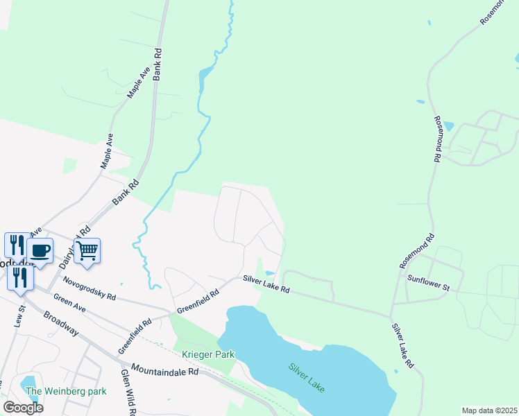 map of restaurants, bars, coffee shops, grocery stores, and more near 57 Regency Country Club Road in Woodridge