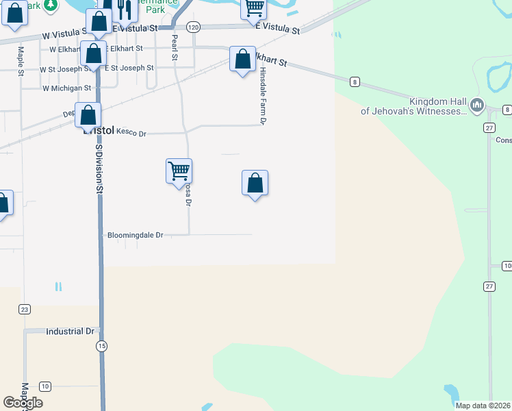 map of restaurants, bars, coffee shops, grocery stores, and more near 2224 Bloomingdale Drive in Bristol