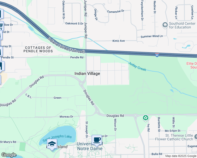 map of restaurants, bars, coffee shops, grocery stores, and more near 53704-53798 Maplehurst St in South Bend