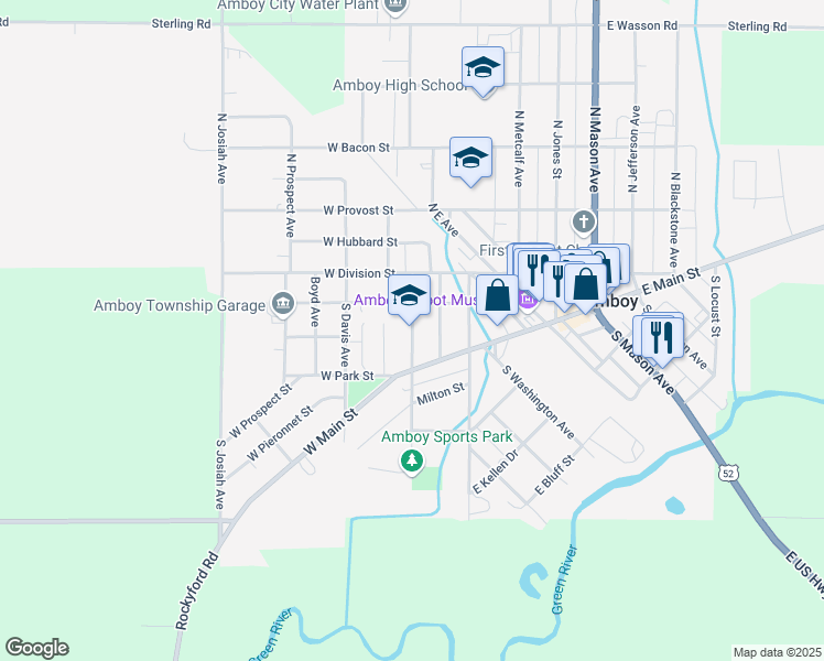 map of restaurants, bars, coffee shops, grocery stores, and more near 140 South Appleton Avenue in Amboy