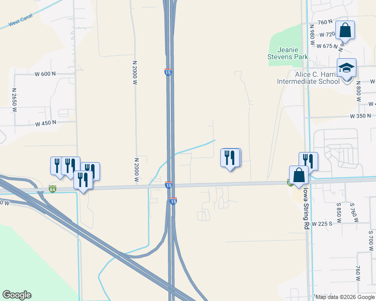 map of restaurants, bars, coffee shops, grocery stores, and more near 1660 West 150 North in Tremonton