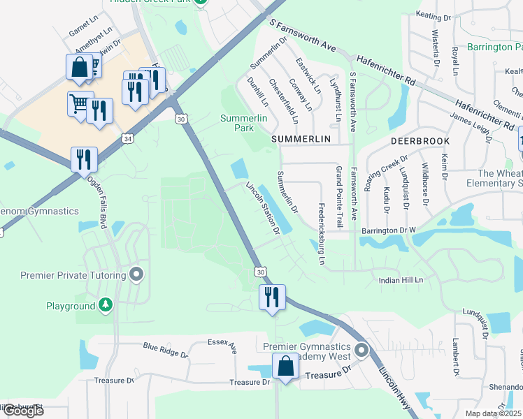 map of restaurants, bars, coffee shops, grocery stores, and more near 546 Lincoln Station Drive in Oswego