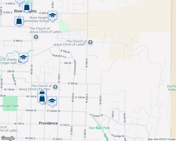 map of restaurants, bars, coffee shops, grocery stores, and more near 320 North 300 East in Providence