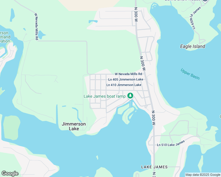 map of restaurants, bars, coffee shops, grocery stores, and more near 420 Ln 415 Jimmerson Lake in Angola