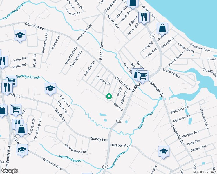 map of restaurants, bars, coffee shops, grocery stores, and more near 49 Allen Avenue in Warwick