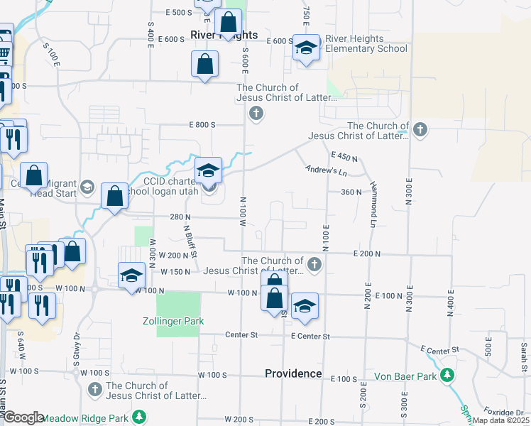 map of restaurants, bars, coffee shops, grocery stores, and more near 289 Mountain View Lane in Providence