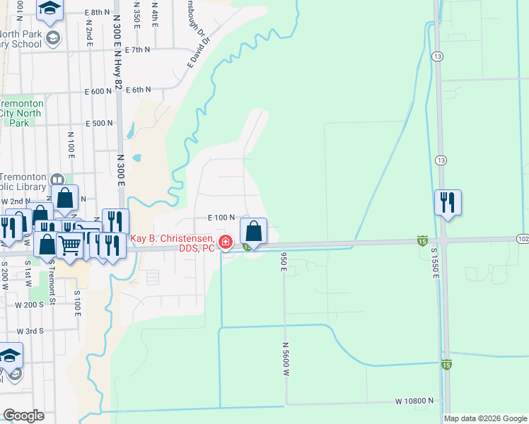 map of restaurants, bars, coffee shops, grocery stores, and more near North 870 West in Tremonton