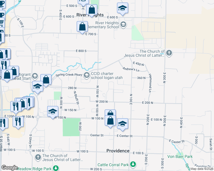 map of restaurants, bars, coffee shops, grocery stores, and more near 289 Mountain View Lane in Providence