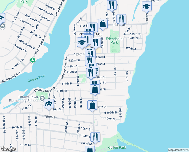 map of restaurants, bars, coffee shops, grocery stores, and more near 2841-2843 118th St in Toledo