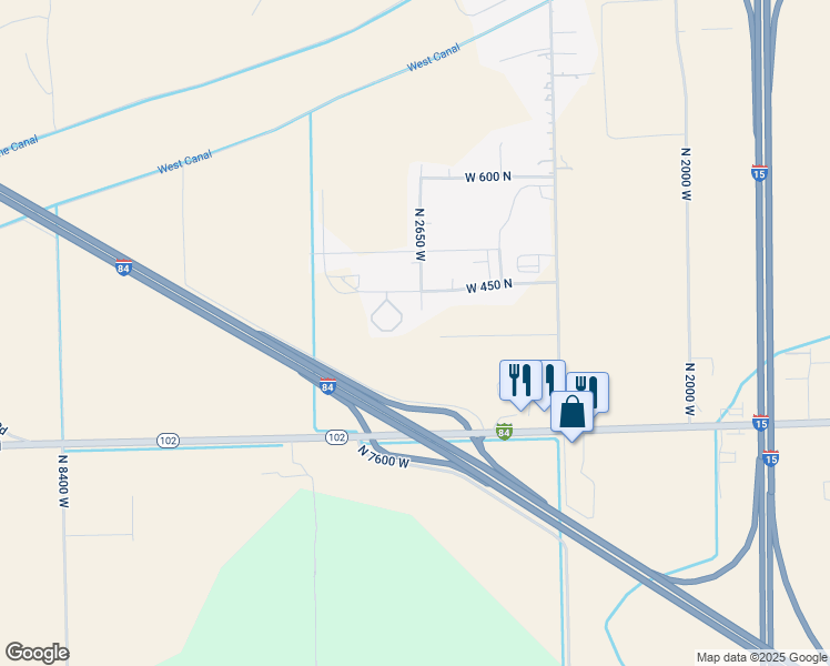 map of restaurants, bars, coffee shops, grocery stores, and more near North 2650 West in Tremonton