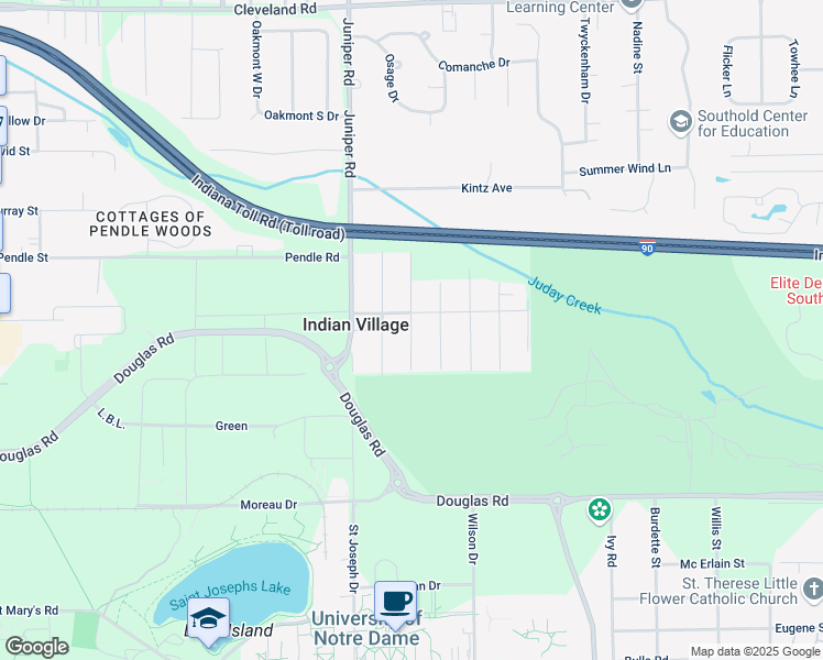 map of restaurants, bars, coffee shops, grocery stores, and more near 53704 Maplehurst Street in South Bend