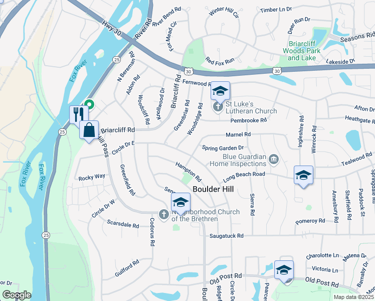 map of restaurants, bars, coffee shops, grocery stores, and more near 2 Marnel Road in Montgomery