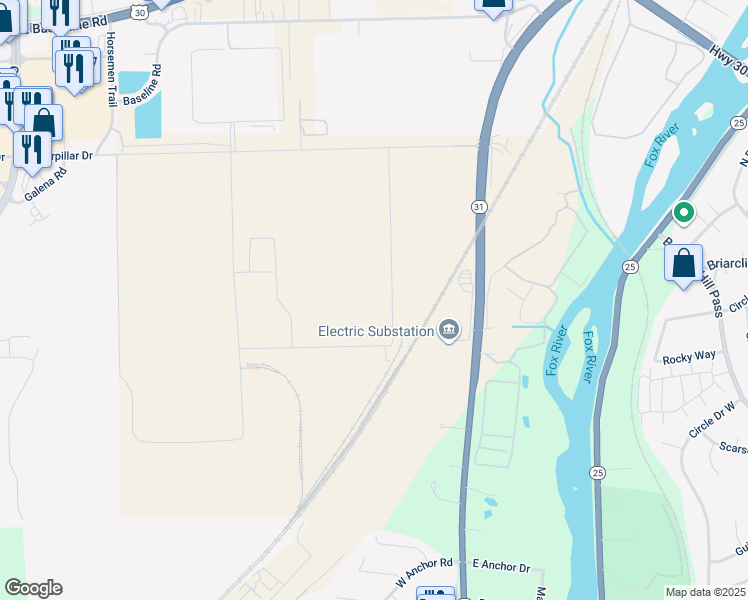 map of restaurants, bars, coffee shops, grocery stores, and more near 585A Highway 31 in Oswego