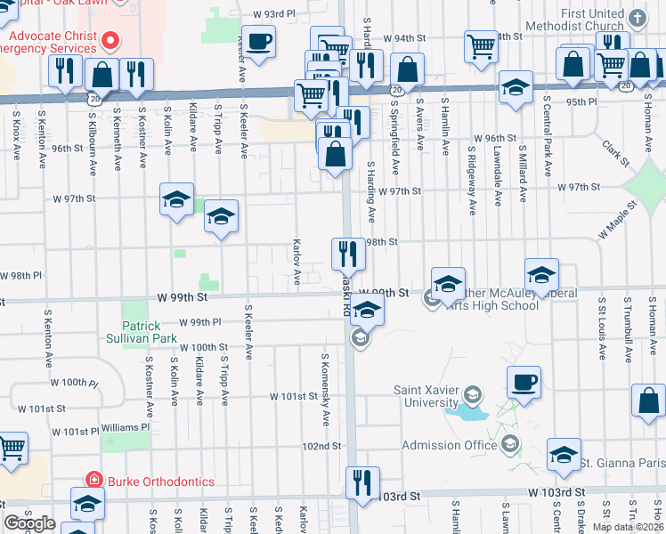 map of restaurants, bars, coffee shops, grocery stores, and more near in Chicago