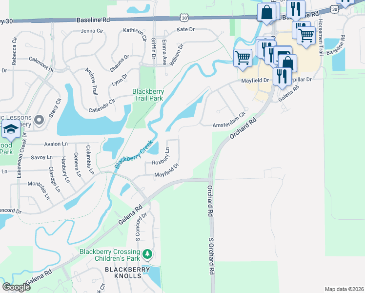 map of restaurants, bars, coffee shops, grocery stores, and more near 2418 Mayfield Drive in Montgomery