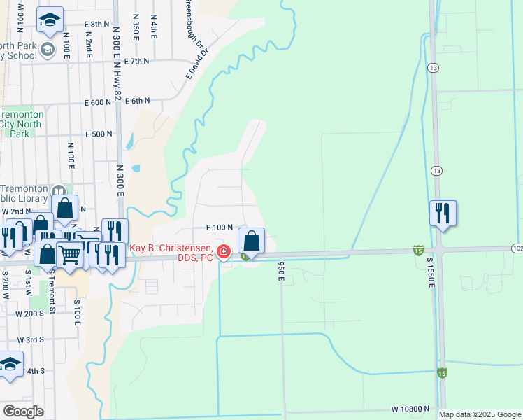 map of restaurants, bars, coffee shops, grocery stores, and more near 161 North 870 East in Tremonton