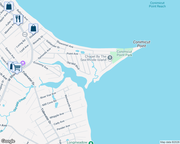 map of restaurants, bars, coffee shops, grocery stores, and more near 46 Spadina Avenue in Warwick