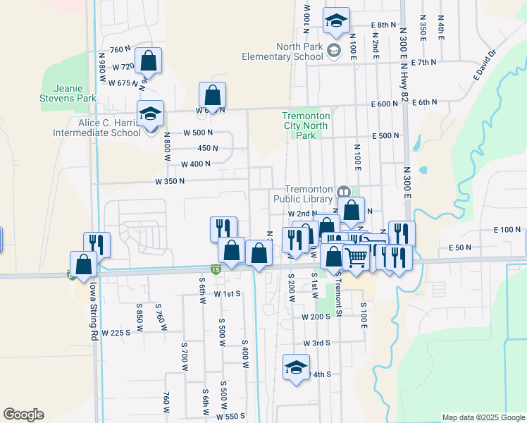map of restaurants, bars, coffee shops, grocery stores, and more near 219 North 300 West in Tremonton