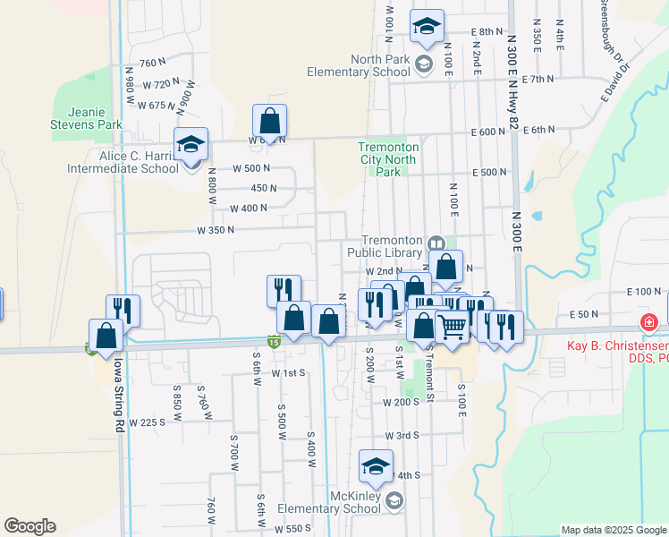 map of restaurants, bars, coffee shops, grocery stores, and more near 219 North 300 West in Tremonton
