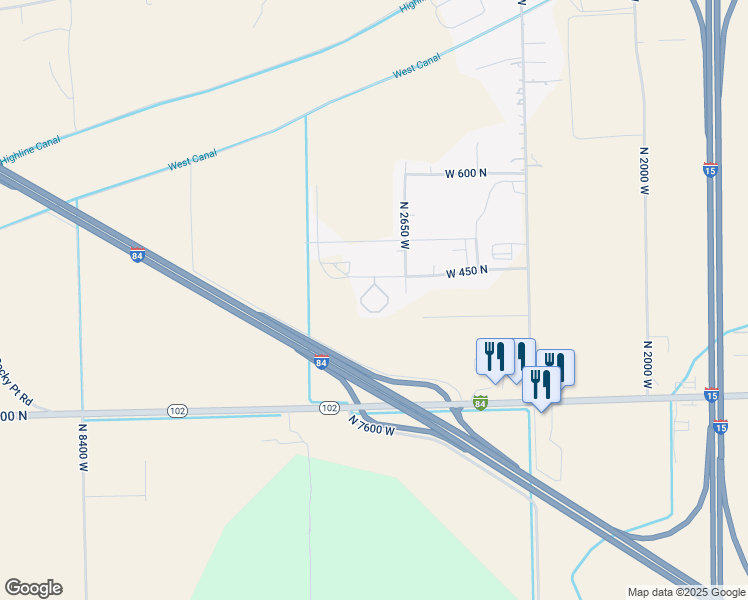 map of restaurants, bars, coffee shops, grocery stores, and more near 2711 West 450 North in Tremonton