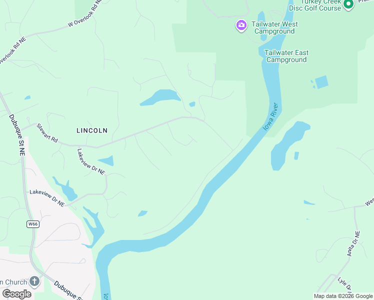 map of restaurants, bars, coffee shops, grocery stores, and more near 25 Riverview Dr NE in Iowa City