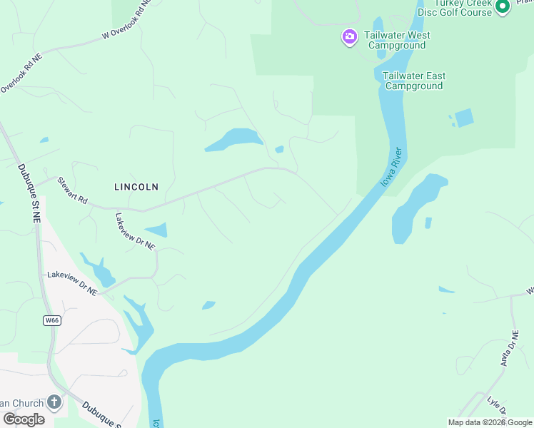 map of restaurants, bars, coffee shops, grocery stores, and more near 25 Riverview Drive Northeast in Iowa City