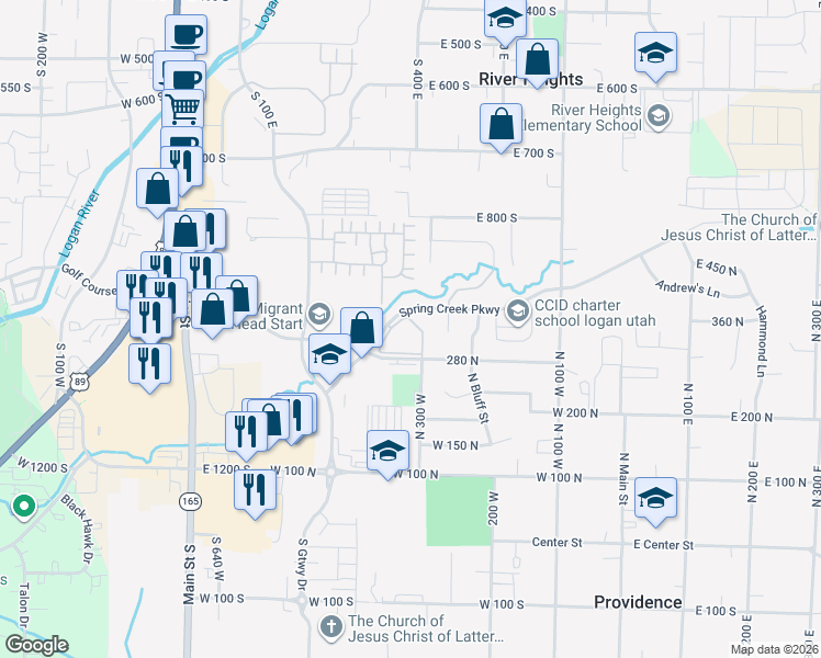 map of restaurants, bars, coffee shops, grocery stores, and more near 376 North Willow Lane West in Providence