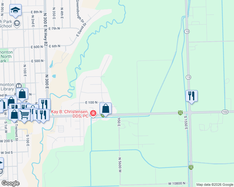 map of restaurants, bars, coffee shops, grocery stores, and more near 950 East in Tremonton