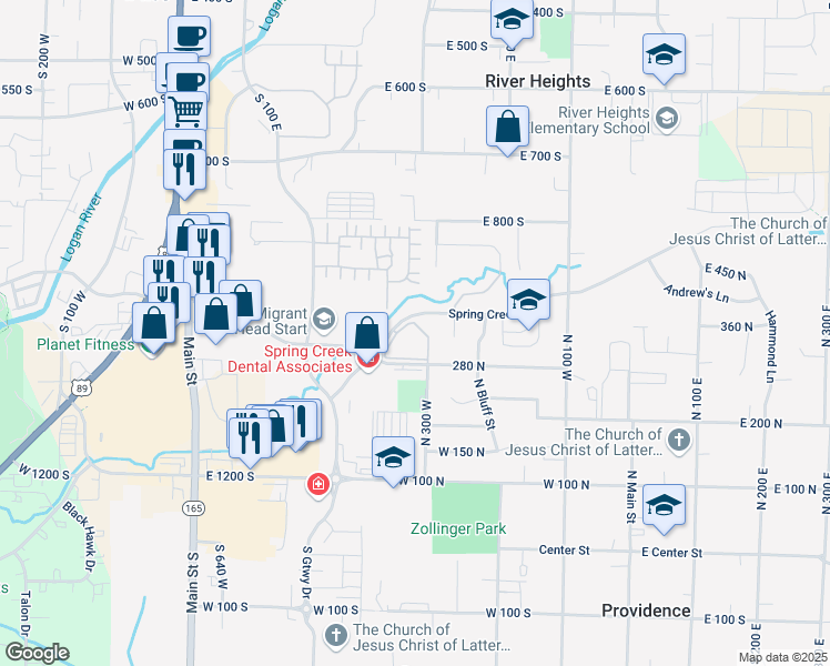 map of restaurants, bars, coffee shops, grocery stores, and more near 376 North Willow Lane West in Providence